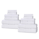 Milo Smart Twist Viscose Cotton Blend Solid Ribbed 12 Piece Towel Set